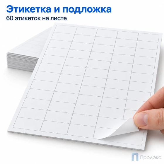 Этикетки самоклеящиеся А4 38х23,5 мм (60 шт на листе, 100 листов)