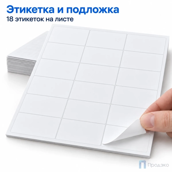 Этикетки самоклеящиеся А4 66,7х46 мм (18 шт на листе, 100 листов)