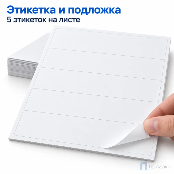 Этикетки самоклеящиеся А4 210х57 мм (5 шт на листе, 50 листов)