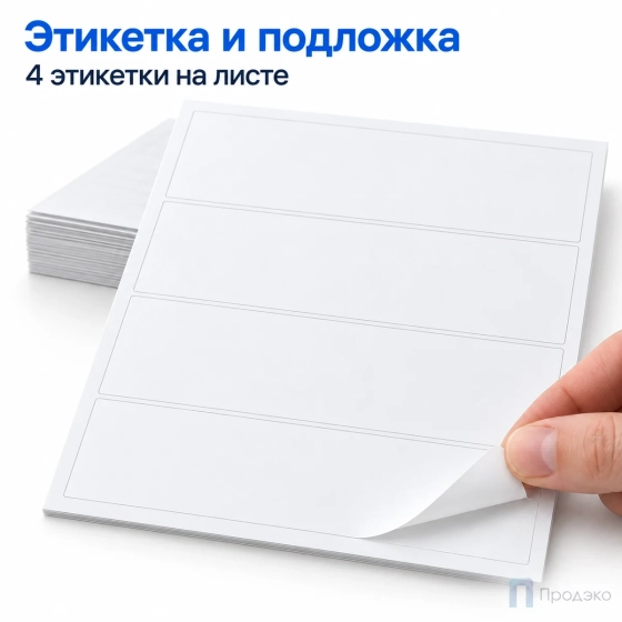 Этикетки самоклеящиеся А4 192×61 мм (4 шт на листе, 100 листов)
