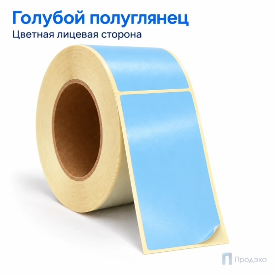 Этикетка термотрансферная полуглянец для ВкусВилл 80×120 мм (500 шт, голубая, втулка 76 мм)