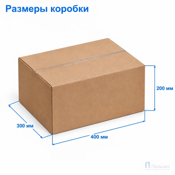 Картонная коробка 400х300х200 (четырёхклапанная, Т24, профиль В, бурая)