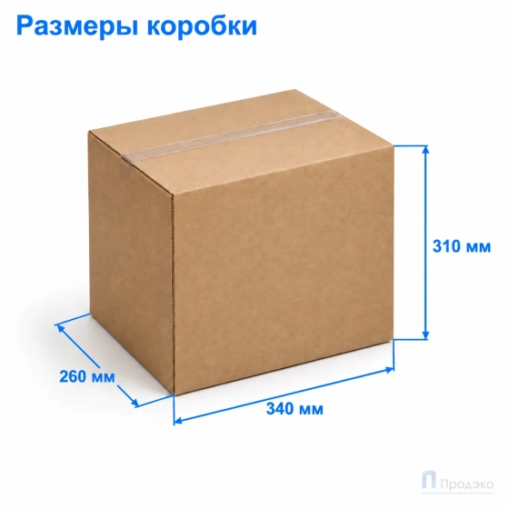 Картонная коробка 340x260x310 (четырёхклапанная, Т22, профиль В, бурая)