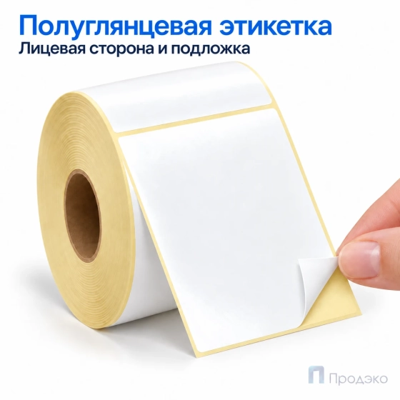 Этикетка термотрансферная полуглянец 100х130 мм (500 шт, втулка 40 мм)