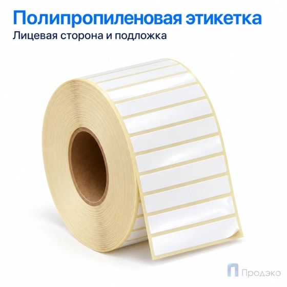 Этикетка термотрансферная полипропиленовая 45х8 мм (5000 шт, втулка 40 мм)