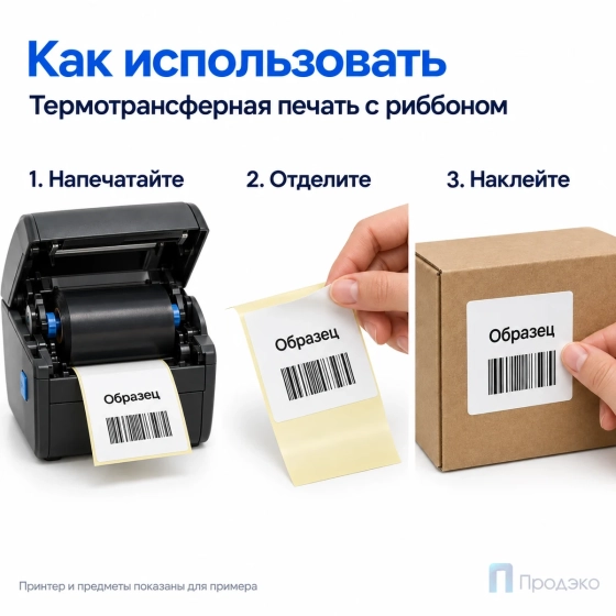 Этикетка термотрансферная полипропиленовая 75×75 мм (1000 шт, втулка 40 мм)