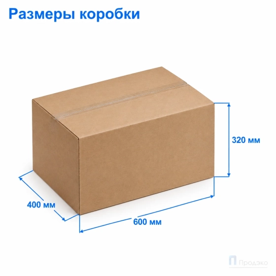 Картонная коробка 600х400х320 (четырёхклапанная, Т23, профиль В, бурая, 30/сп., 300/пал.)