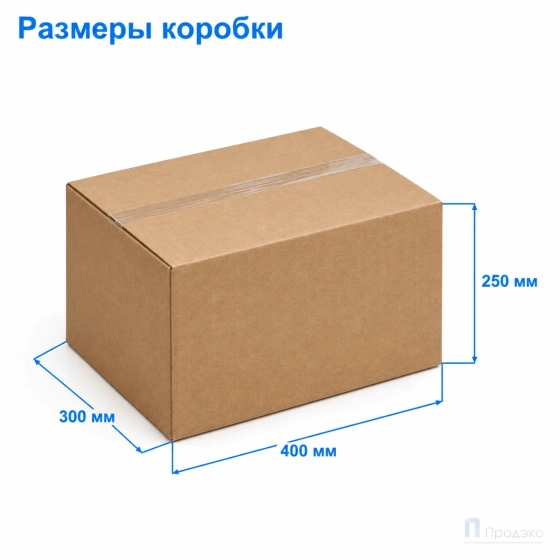 Картонная коробка 400х300х250 (четырёхклапанная, Т22, профиль В, бурая)