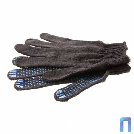 Перчатки трикотажные с ПВХ точка черные (5 нити, 10 класс)