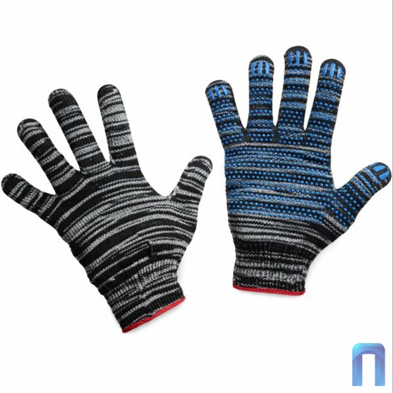 Перчатки трикотажные с ПВХ точка графит (4 нити, 10 класс)