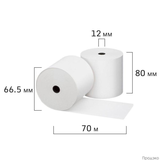 Чековая лента ТЕРМО 80 мм (намотка 70 м, диаметр 66.5 мм, втулка 12 мм)