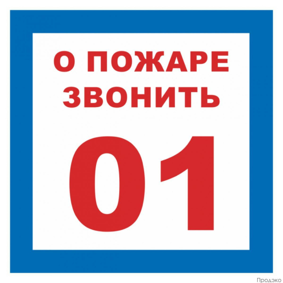 Этикетка-знак О пожаре звонить 01 200х200 мм