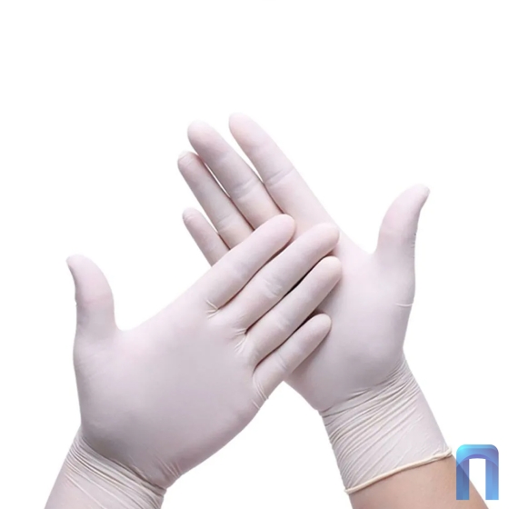 Перчатки одноразовые Латексные белые нестерильные опудренные "10%" (размер 9, L, 100шт в упаковке)