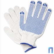 Перчатки трикотажные с ПВХ точка белые (5 нити, 10 класс)