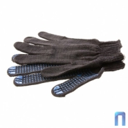 Перчатки трикотажные с ПВХ точка черные (5 нити, 10 класс)