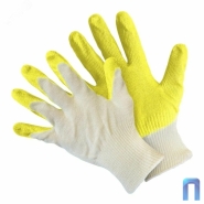 Перчатки трикотажные с односторонним латексным покрытием, жёлтые (10 пар в упаковке)