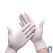 Перчатки медицинские Нитриловые смотровые текстурированные на пальцах Basic Strong (L, 6.5 гр, белый, удлиненная манжета, 50 пар)