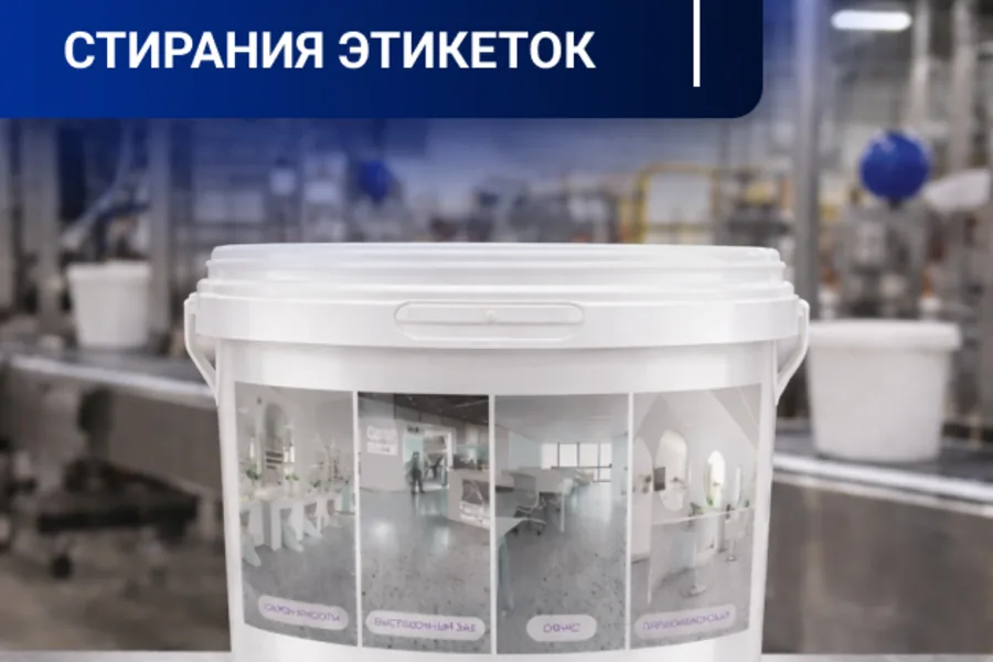 Этикетки на пластиковых ведрах для производителя покрытий