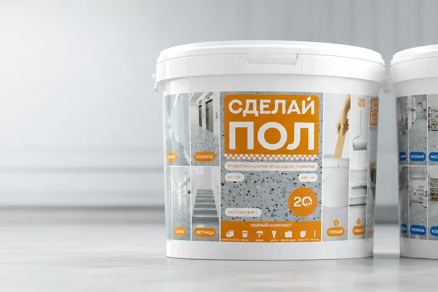 Этикетки на пластиковых ведрах для производителя покрытий