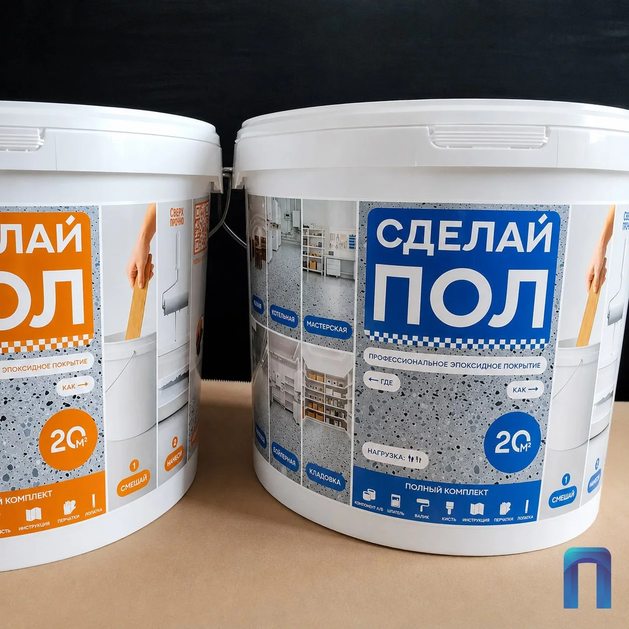 Этикетки с цветной печатью на пластиковых вёдрах